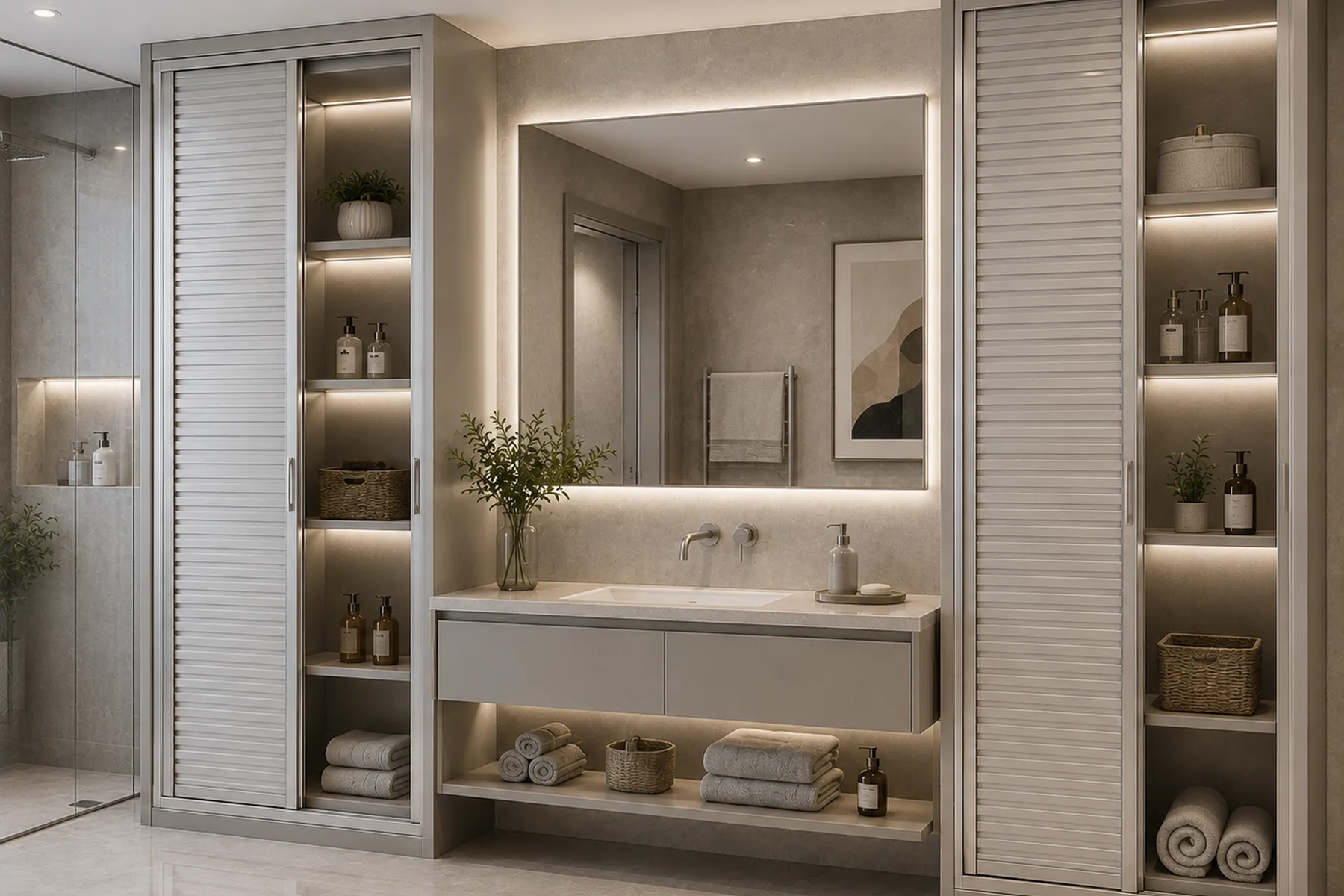 Rose Gold Aluminium Trim on Wardrobe Shutters