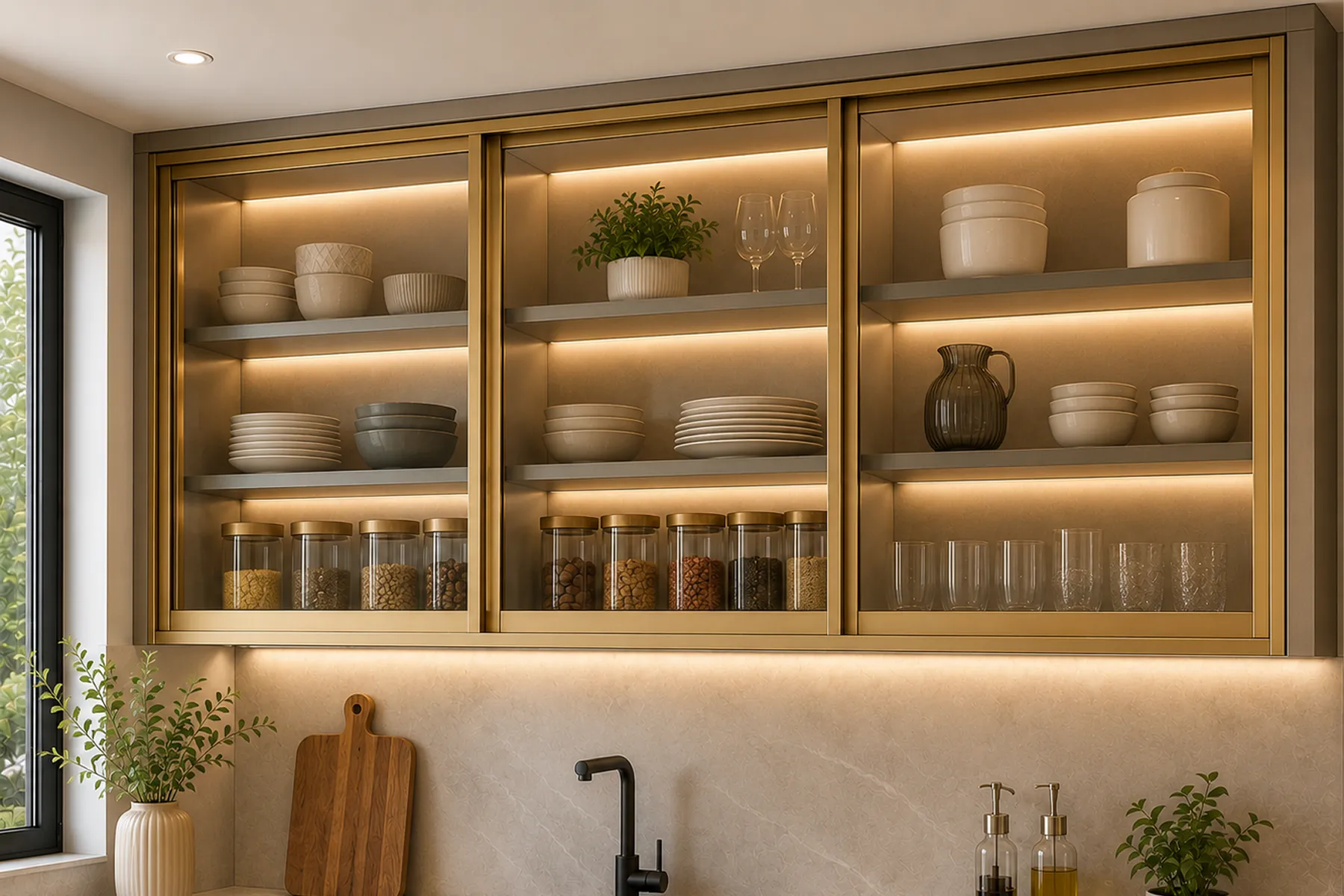 Minimal modular kitchen cabinet system