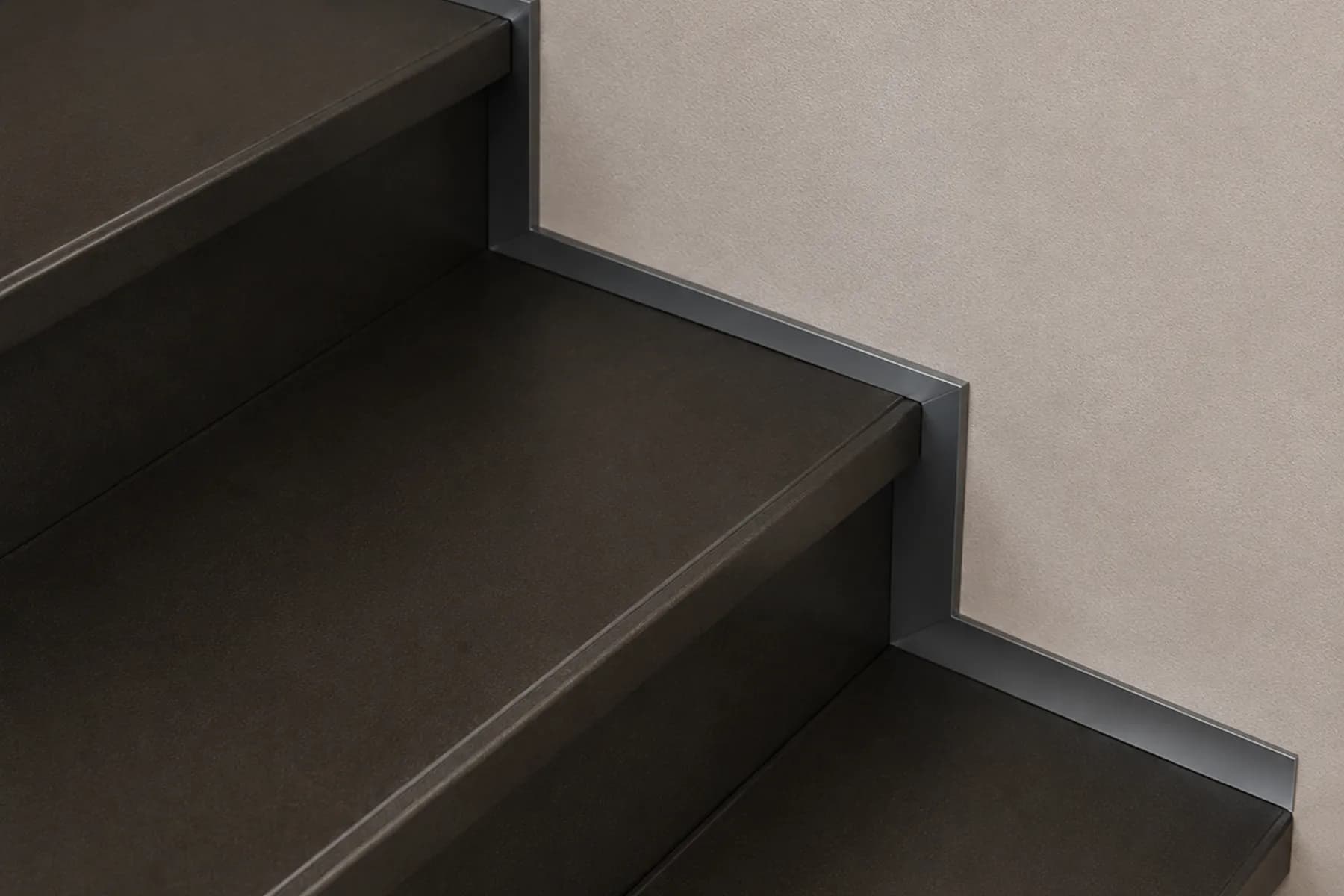 Metal T-Profile Edge Trim on Staircase Steps