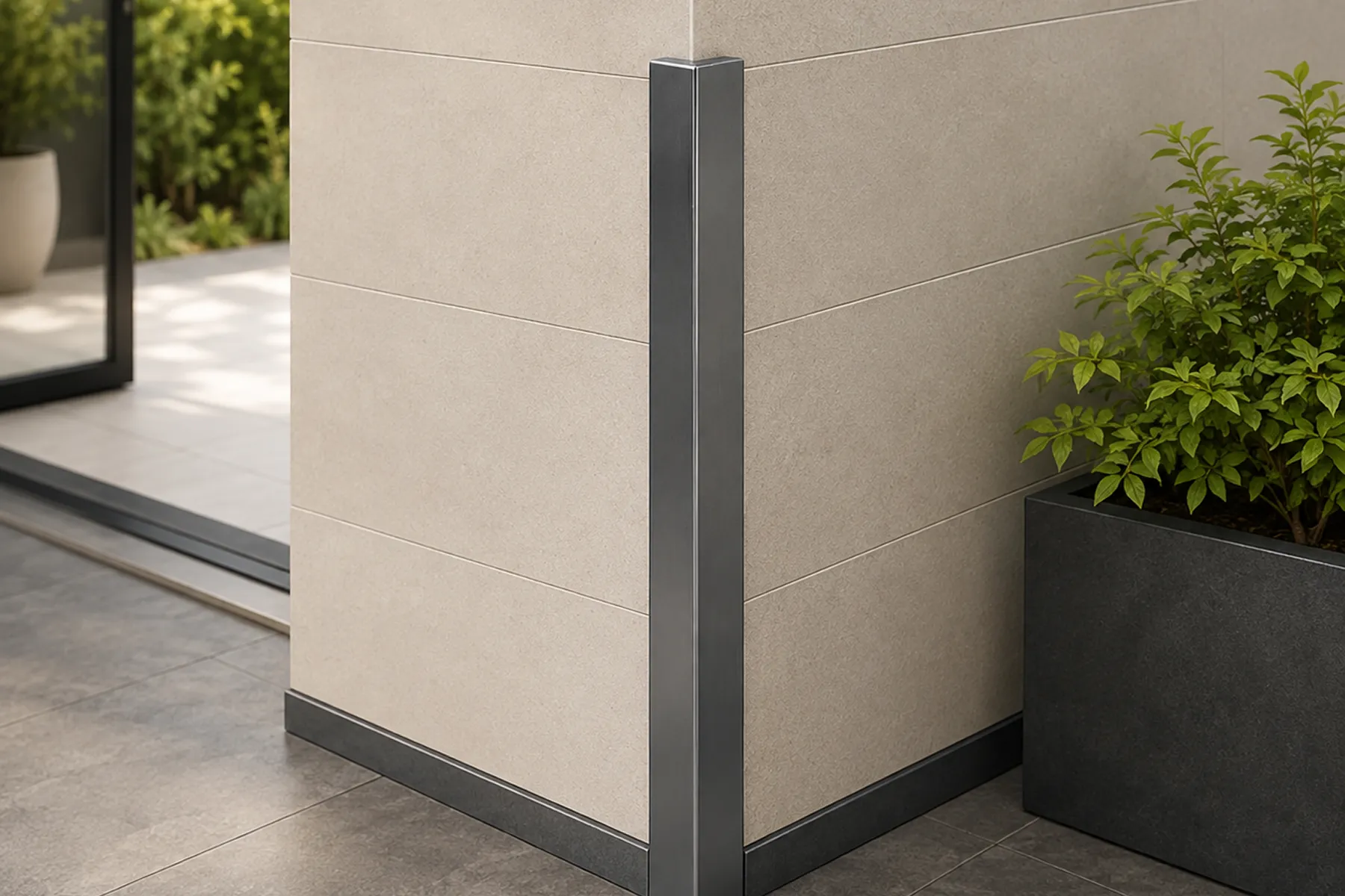 Aluminium Corner Guard on Outdoor Patio Wall