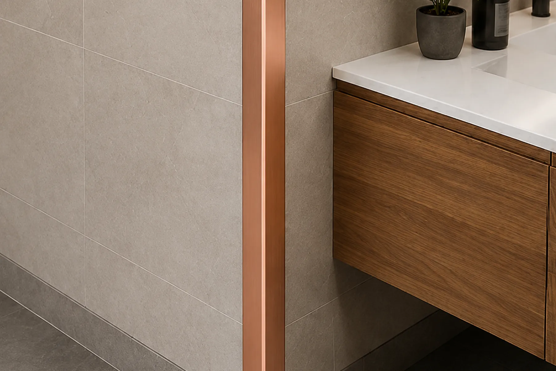 Unequal Leg Angle Section on Hotel Wall Corner