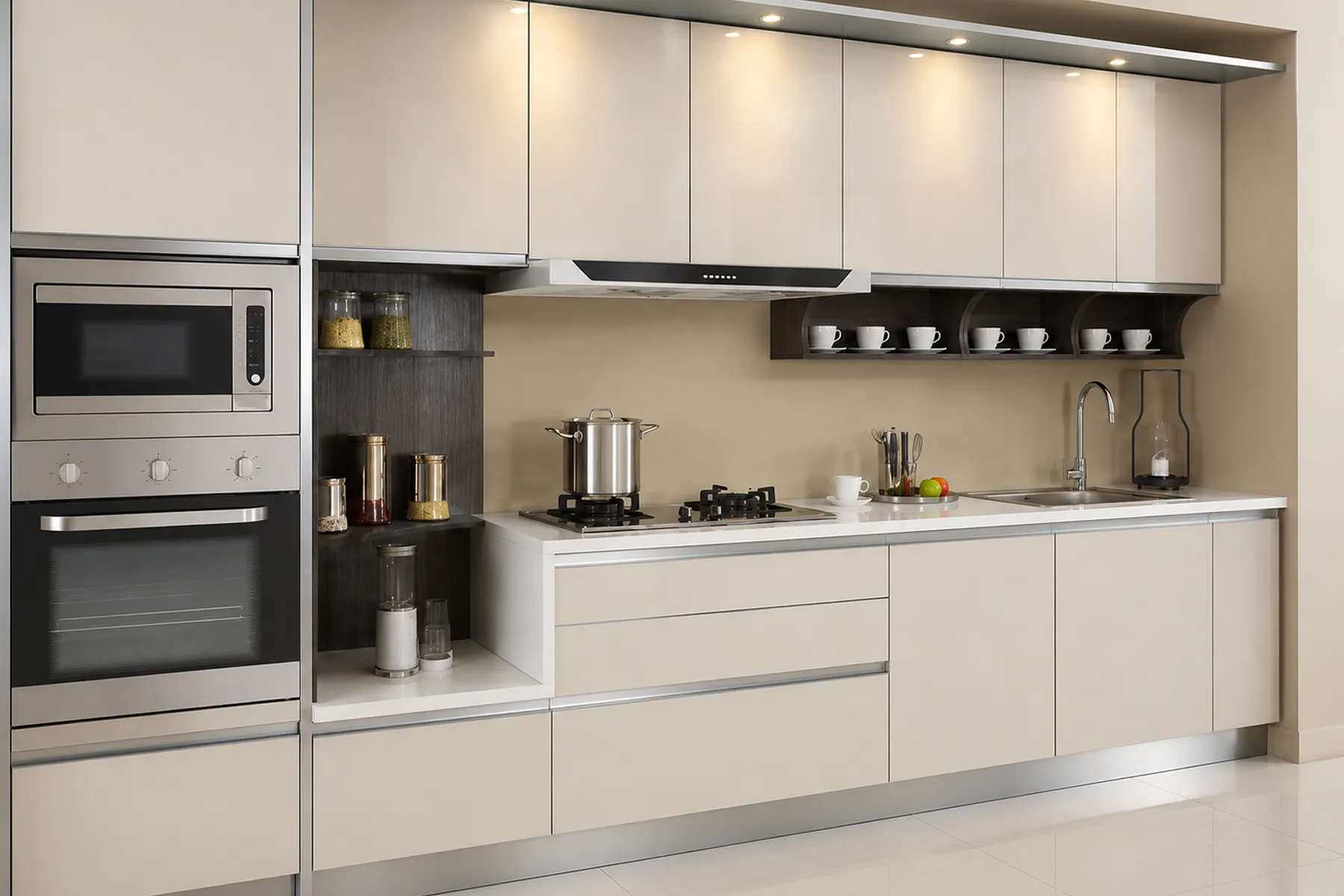 C-Gola Profile Across Full Kitchen Cabinetry