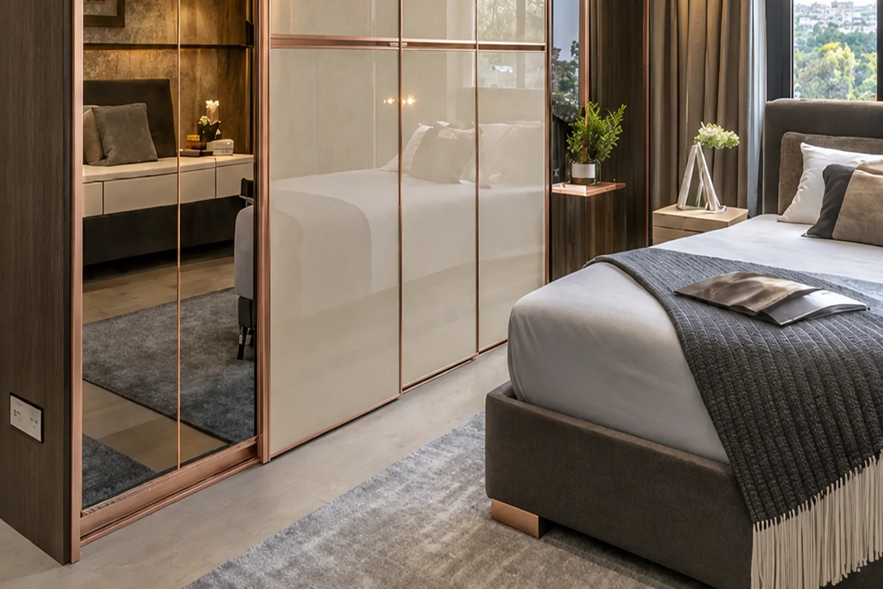 Rose Gold C-Gola Trim on Bedroom Wardrobe