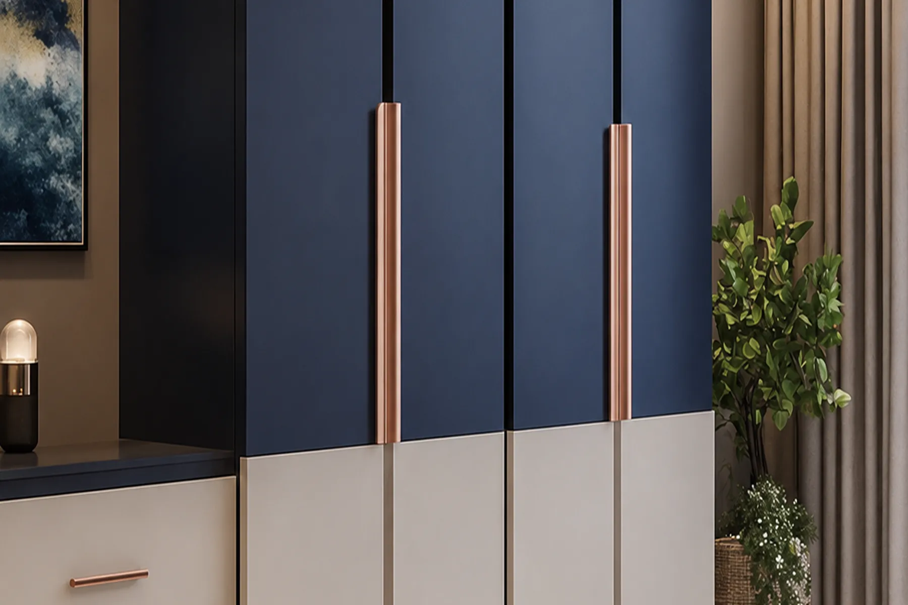 Vertical G-Handle Pulls on Wardrobe Doors