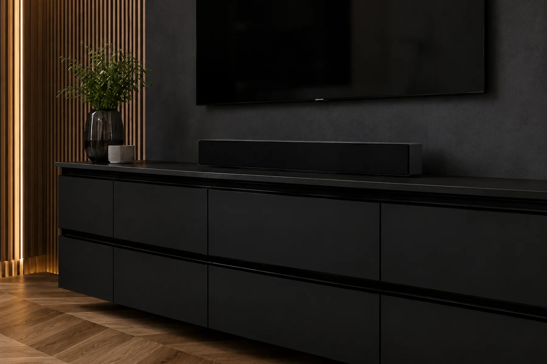 Integrated Pull Profile on Kitchen Counter Cabinets