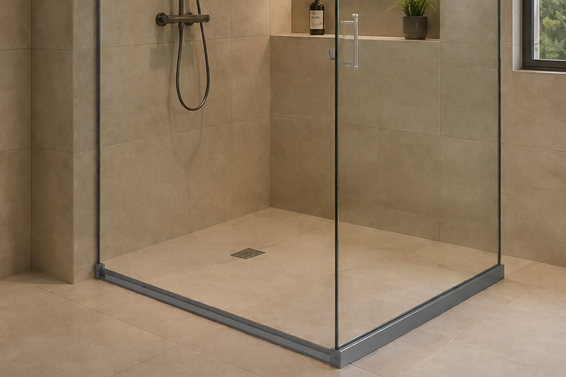Glazing Channel Securing Frameless Shower Glass Panel