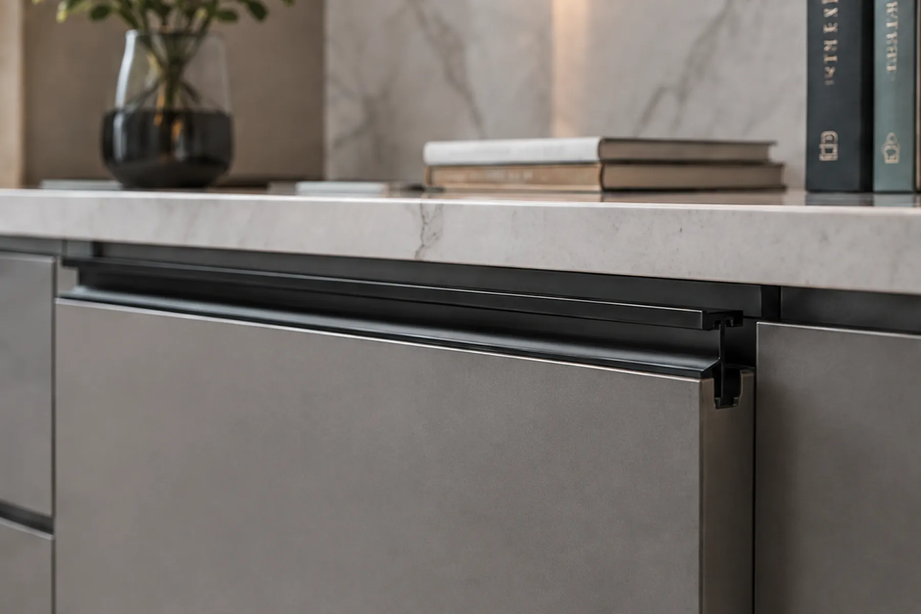 I-Handle Groove on Kitchen Island Cabinet