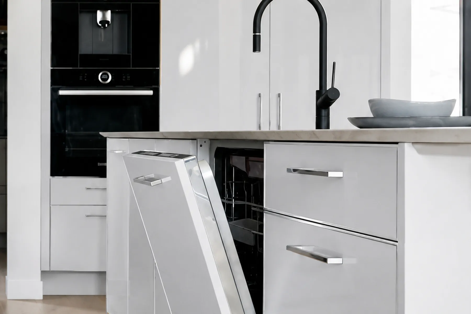 Kitchen Island Base Cabinetry with Integrated Dishwasher