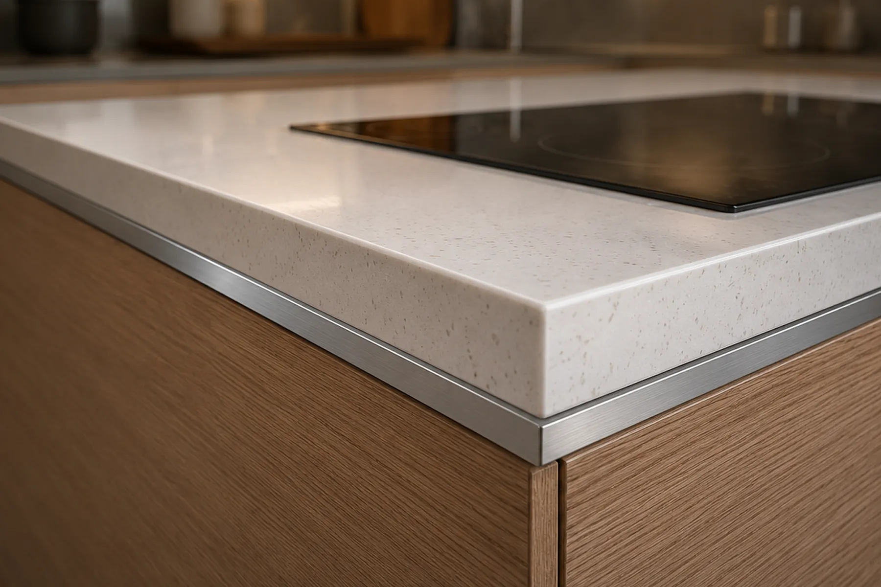 Aluminium Edge Trim at Cabinet-Countertop Junction