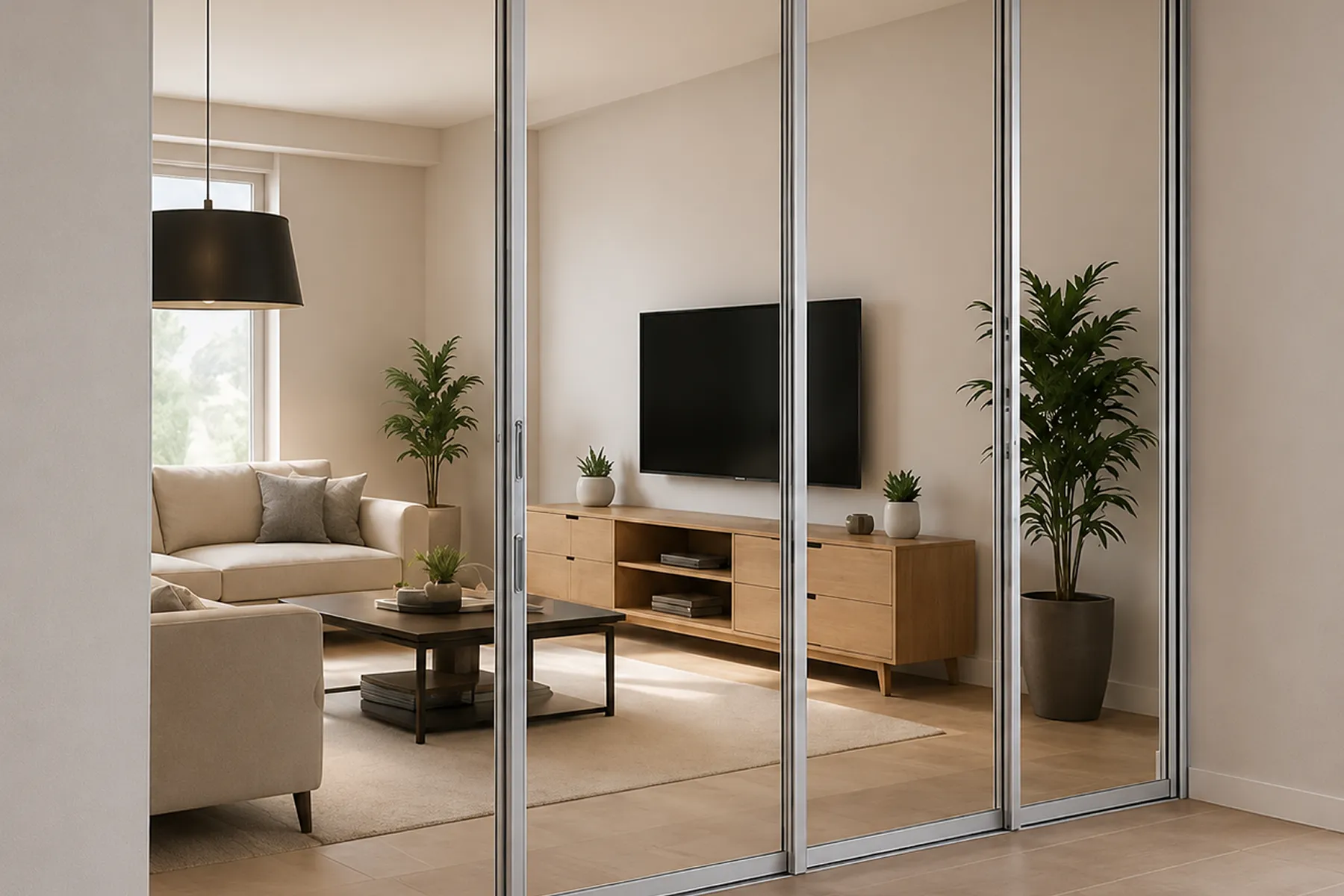 Sliding wardrobe shutters on aluminium M-Track profile