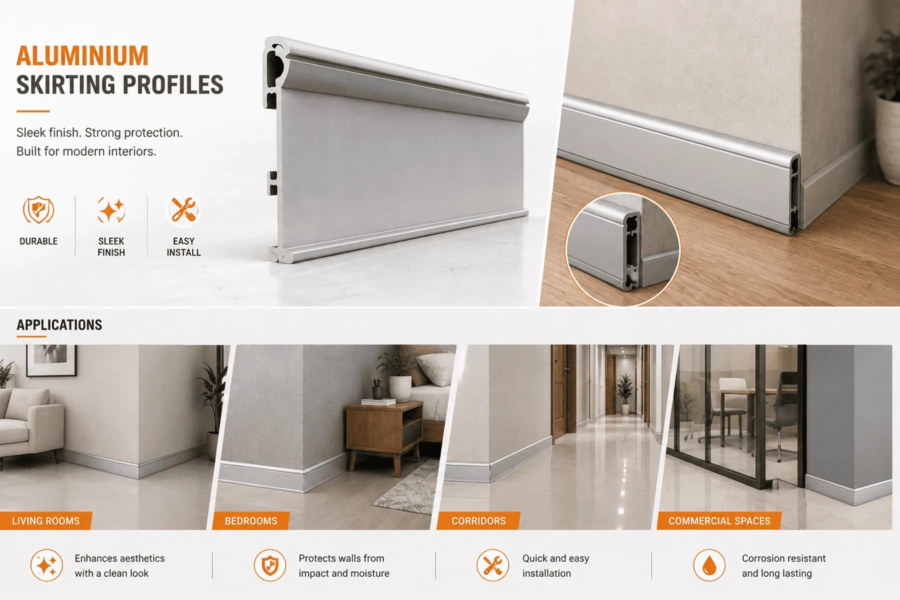 Aluminium Skirting Profiles